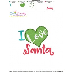 I Love Santa Lettering Embroidery Design Pattern-3