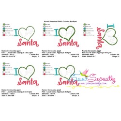 I Love Santa Lettering Applique Design Pattern-2