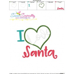I Love Santa Lettering Applique Design Pattern-3