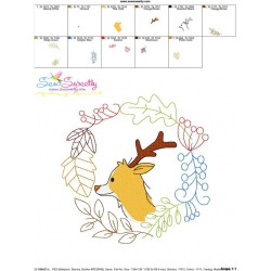 Fall Animal Frame- Deer Embroidery Design Pattern-3