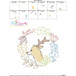 Fall Animal Frame- Deer Sketch Embroidery Design Pattern-2