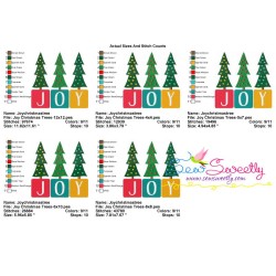 Joy Christmas Trees Lettering Embroidery Design Pattern-2