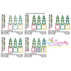 Joy Christmas Trees Lettering Applique Design Pattern-2