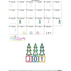 Joy Christmas Trees Lettering Applique Design Pattern-3