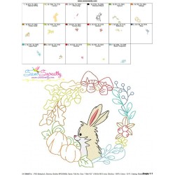 Fall Animal Frame- Bunny Sketch Embroidery Design Pattern-3