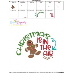 Christmas Is In The Air Gingerbread Lettering Embroidery Design Pattern-3