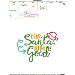 Dear Santa Define Good Lettering Embroidery Design Pattern-3