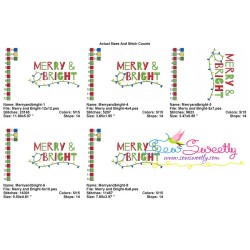 Merry and Bright Lettering Embroidery Design Pattern-2