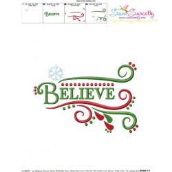 Believe Lettering Embroidery Design Pattern-3