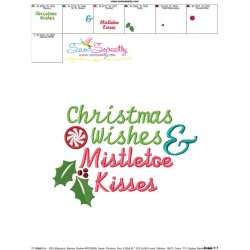 Christmas Wishes and Mistletoe Kisses Lettering Embroidery Design Pattern-3