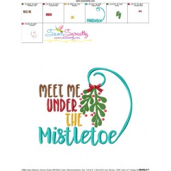Meet Me Under The Mistletoe Lettering Embroidery Design Pattern-3