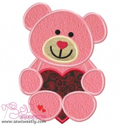 Valentine Teddy Bear Applique Design Pattern-2