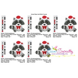 Christmas Baby Animal- Raccoon Embroidery Design Pattern-2