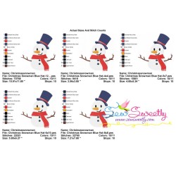 Christmas Snowman Blue Hat Embroidery Design Pattern-2
