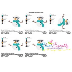 Christmas Snowman Glasses Embroidery Design Pattern-2