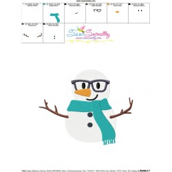 Christmas Snowman Glasses Embroidery Design Pattern-3