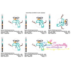 Christmas Snowman Glasses Applique Design Pattern-2