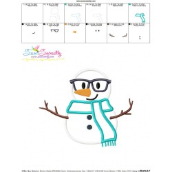 Christmas Snowman Glasses Applique Design Pattern-3
