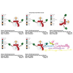 Christmas Snowman Gloves Embroidery Design Pattern-2