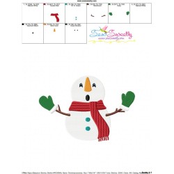 Christmas Snowman Gloves Embroidery Design Pattern-3