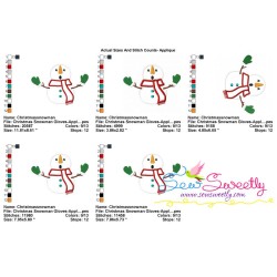 Christmas Snowman Gloves Applique Design Pattern-2