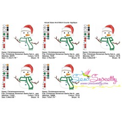Christmas Snowman Santa Hat Applique Design Pattern-2
