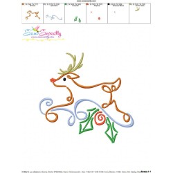 Christmas Swirls Deer Embroidery Design Pattern-3