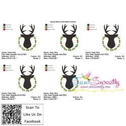 Deer Silhouette Wreath Embroidery Design Pattern-2