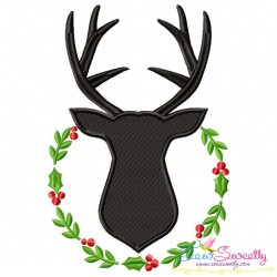 Deer Silhouette Wreath Embroidery Design Pattern-1