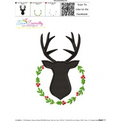 Deer Silhouette Wreath Embroidery Design Pattern-3