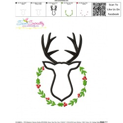 Deer Silhouette Wreath Applique Design Pattern-3