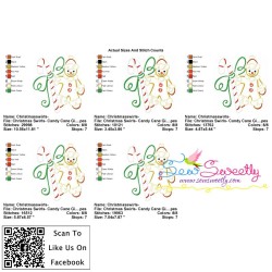 Christmas Swirls- Candy Cane Gingerbread Embroidery Design Pattern-2