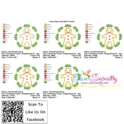 Christmas Frame- Gingerbread Man Applique Design Pattern-2