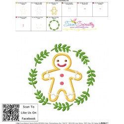 Christmas Frame- Gingerbread Man Applique Design Pattern-3