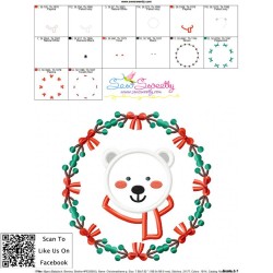 Christmas Frame Polar Bear Applique Design Pattern-3