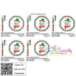 Christmas Frame- Snowman Embroidery Design Pattern-2