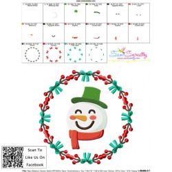 Christmas Frame- Snowman Embroidery Design Pattern-3