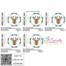 Christmas Frame- Reindeer Embroidery Design Pattern-2
