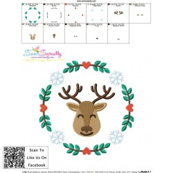 Christmas Frame- Reindeer Embroidery Design Pattern-3