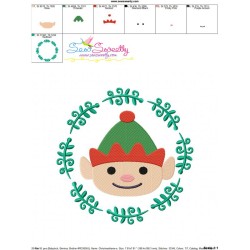 Christmas Frame ELF-2 Embroidery Design Pattern-3