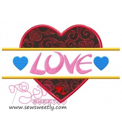 Split Valentine Heart Applique Design Pattern-1