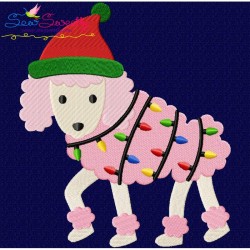 Christmas Poodle Dog Embroidery Design Pattern-3