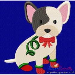 Christmas French Bulldog Embroidery Design Pattern-3