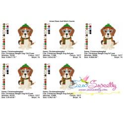 Christmas Beagle Dog Glasses Embroidery Design Pattern-2