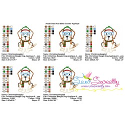 Christmas Beagle Dog Glasses Applique Design Pattern-2