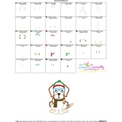 Christmas Beagle Dog Glasses Applique Design Pattern-3