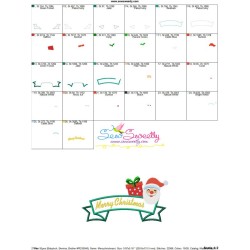 Merry Christmas Ribbon Santa And Gift Lettering Applique Design Pattern-3