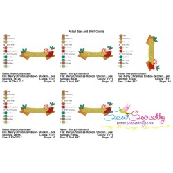 Merry Christmas Ribbon- Stocking And Candy Cane Lettering Embroidery Design Pattern-2