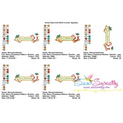 Merry Christmas Ribbon- Stocking And Candy Cane Lettering Applique Design Pattern-2