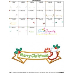Merry Christmas Ribbon- Stocking And Candy Cane Lettering Applique Design Pattern-3